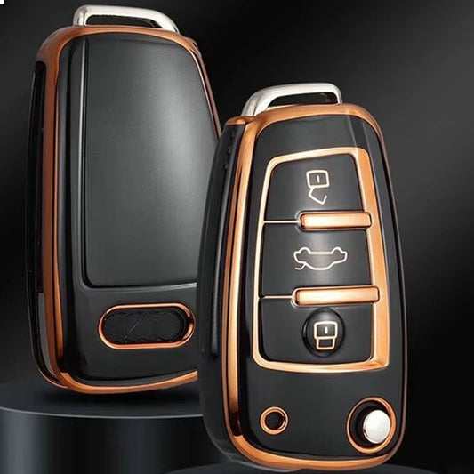 TPU Car Flip Key Case Cover for Audi A3 A4 B6 B7 B8 A6 C5 C6 RS3 S1 S3 Q3 Q5 Q7 TT Protector Holder Keyless Auto Fob