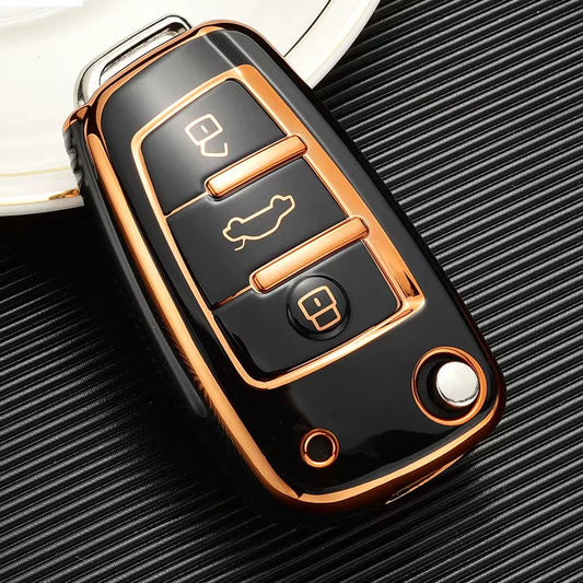 TPU Car Flip Key Case Cover for Audi A3 A4 B6 B7 B8 A6 C5 C6 RS3 S1 S3 Q3 Q5 Q7 TT Protector Holder Keyless Auto Fob
